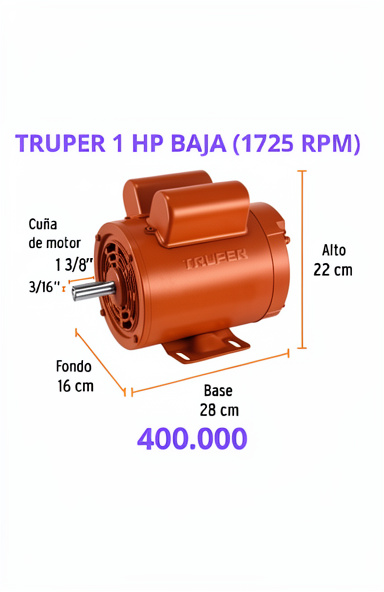 motor electrico truper 1HP baja