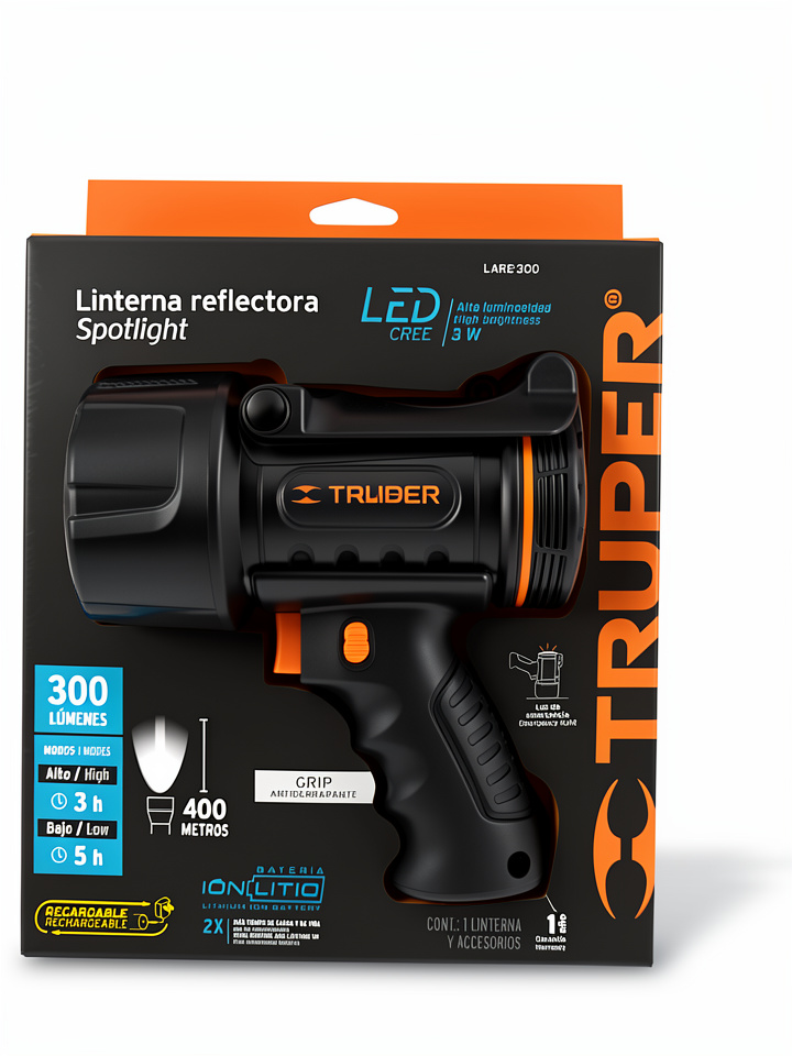 Linterna Led recargable de alta potencia truper