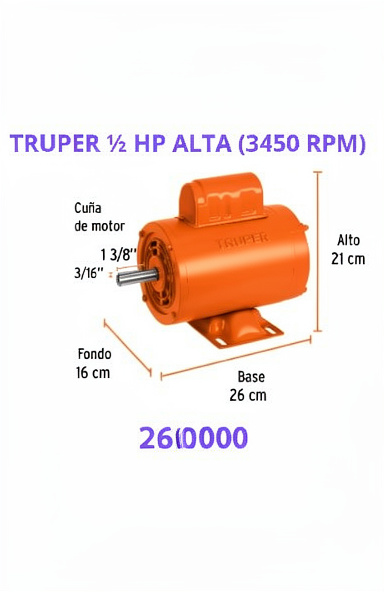 motor electrico truper 1/2HP alta
