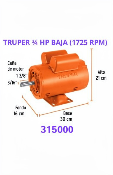 motor electrico truper 3/4HP baja