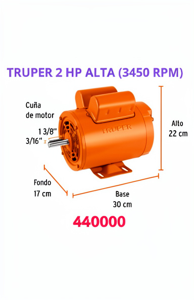 motor electrico truper 2HP alta
