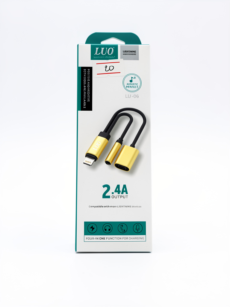 ADAPTADOR DE CARGA Y AUDIO IPHONE LUO LU-05