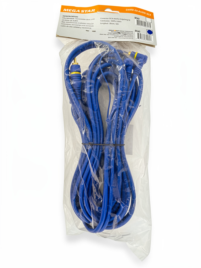 CABLE RCA MEGA STAR 5mts AZUL