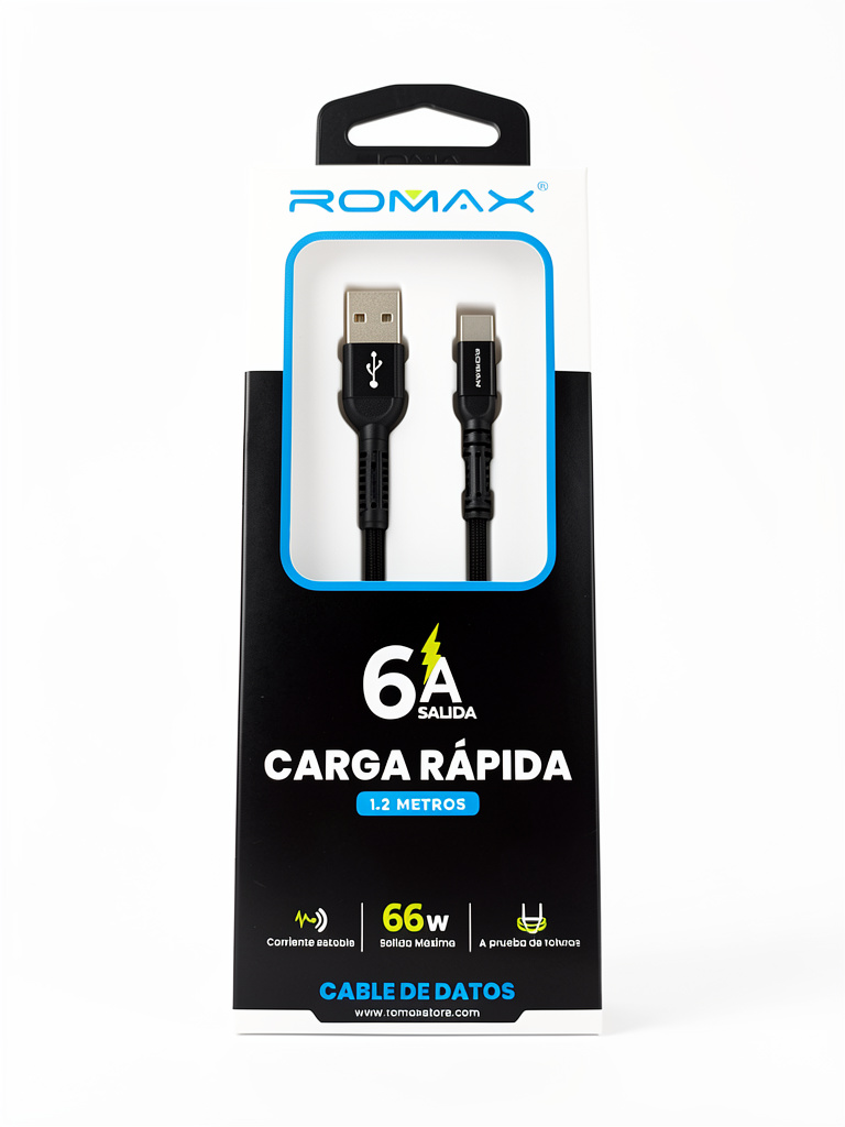 ROMAX cable tipo C negro 1.2m