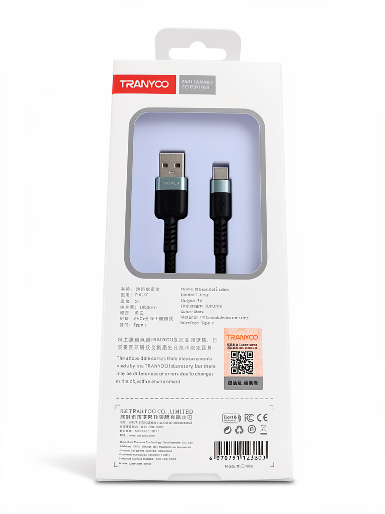 Tranyoo cable negro USB a Tipo C