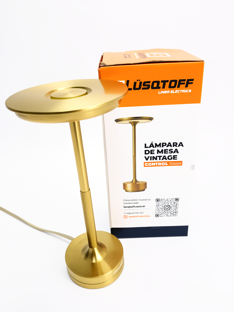 Luqstoft lámpara mesa vintage dorada