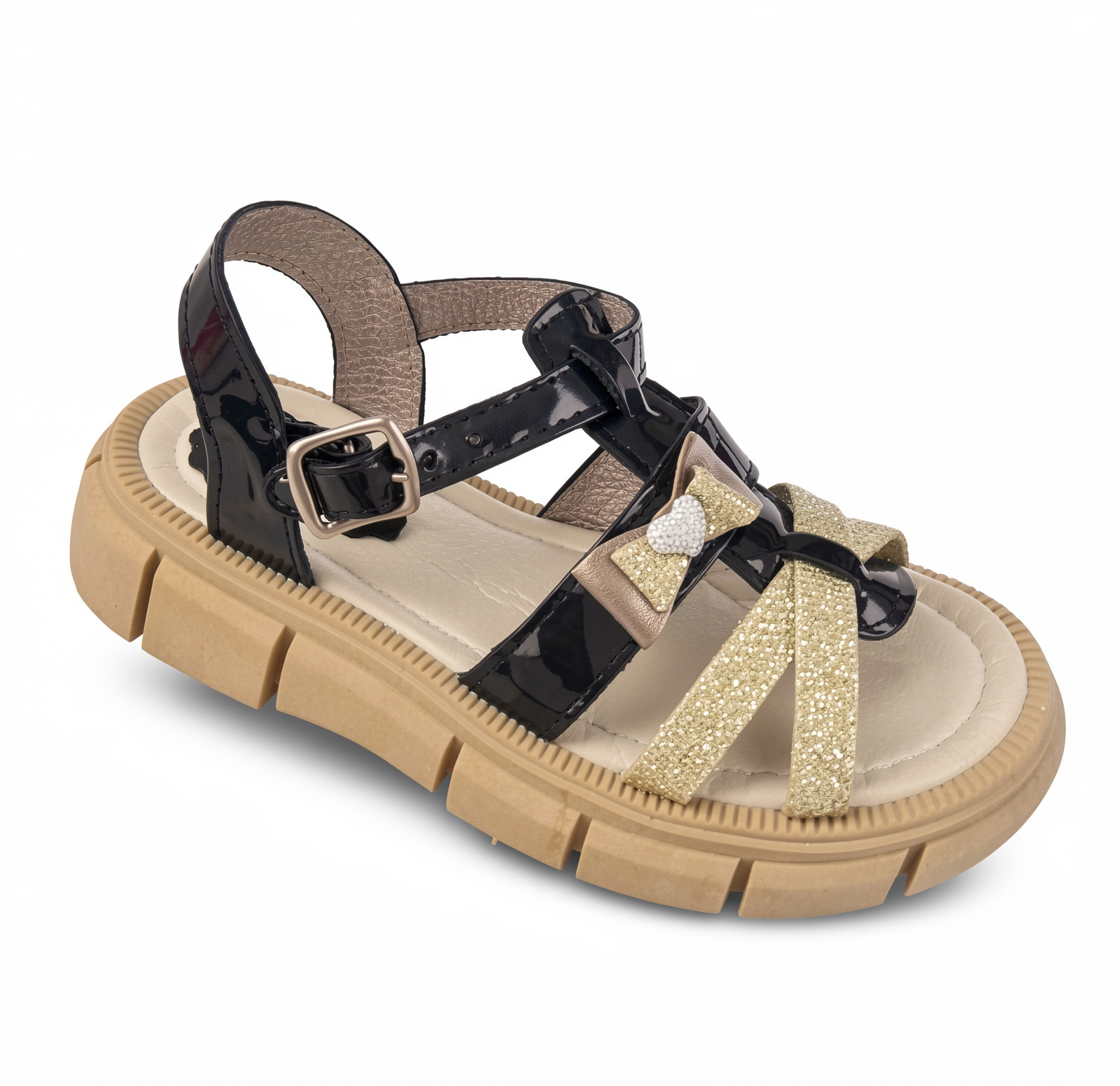 WINPIE - 640 - NEGRO ORO - SANDALIA NIÑA