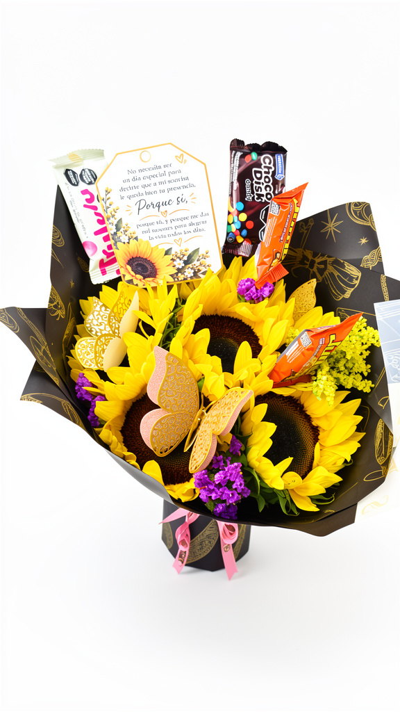 Bouquet girasol con dulces