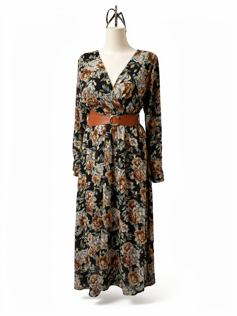Vestido floral negro