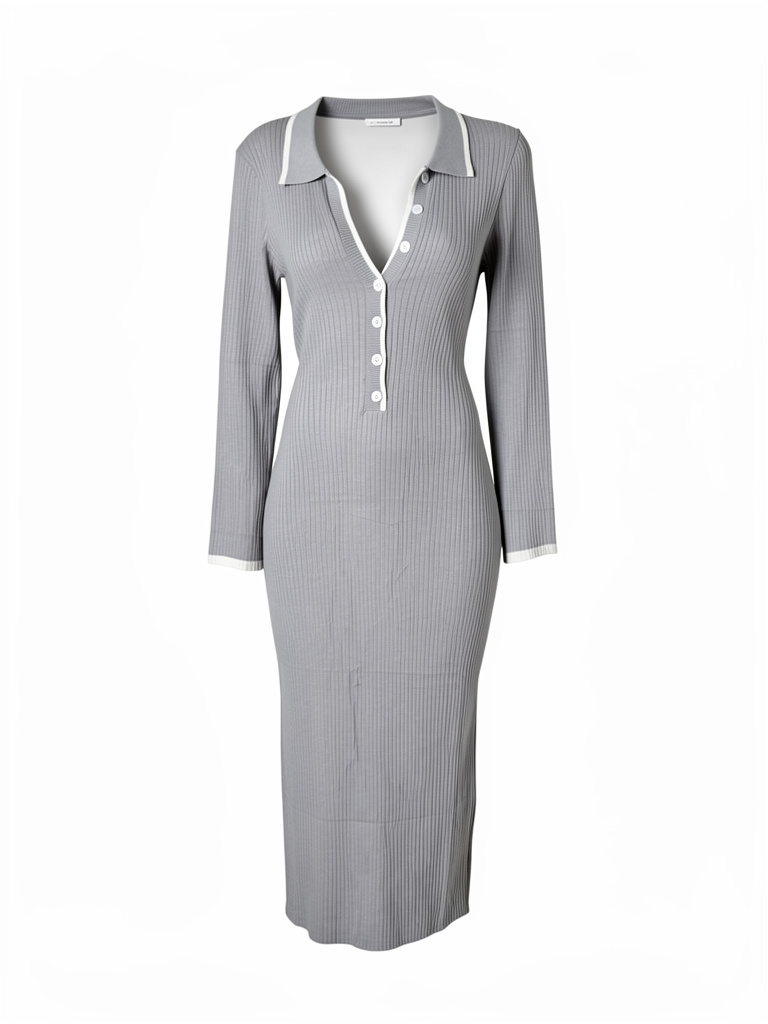 Vestido gris manga larga