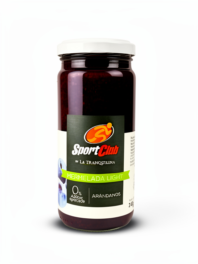 Mermelada Light Arandanos SportClub  by La Tranquilina, sin azúcar agregada y sin edulcorantes, endulzada con pulpa de manzana x 240g.