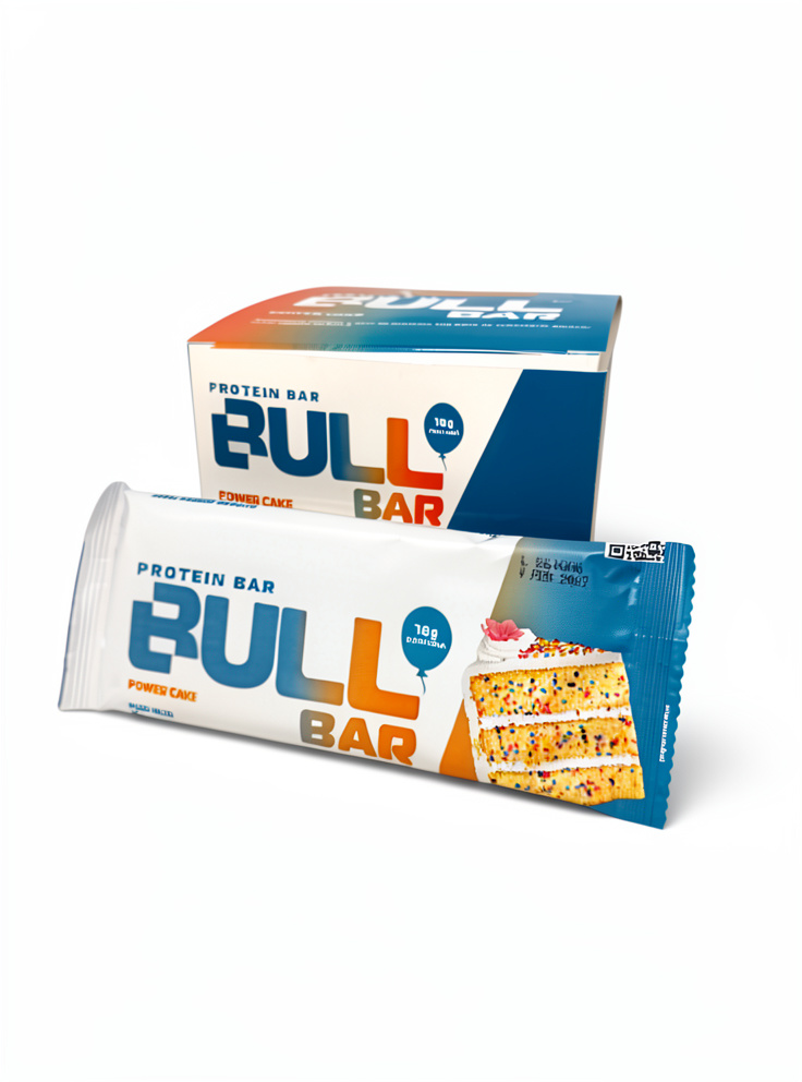 Display x 10u Barras Bull Bar Power Cake Protein Bar x 60g neto.