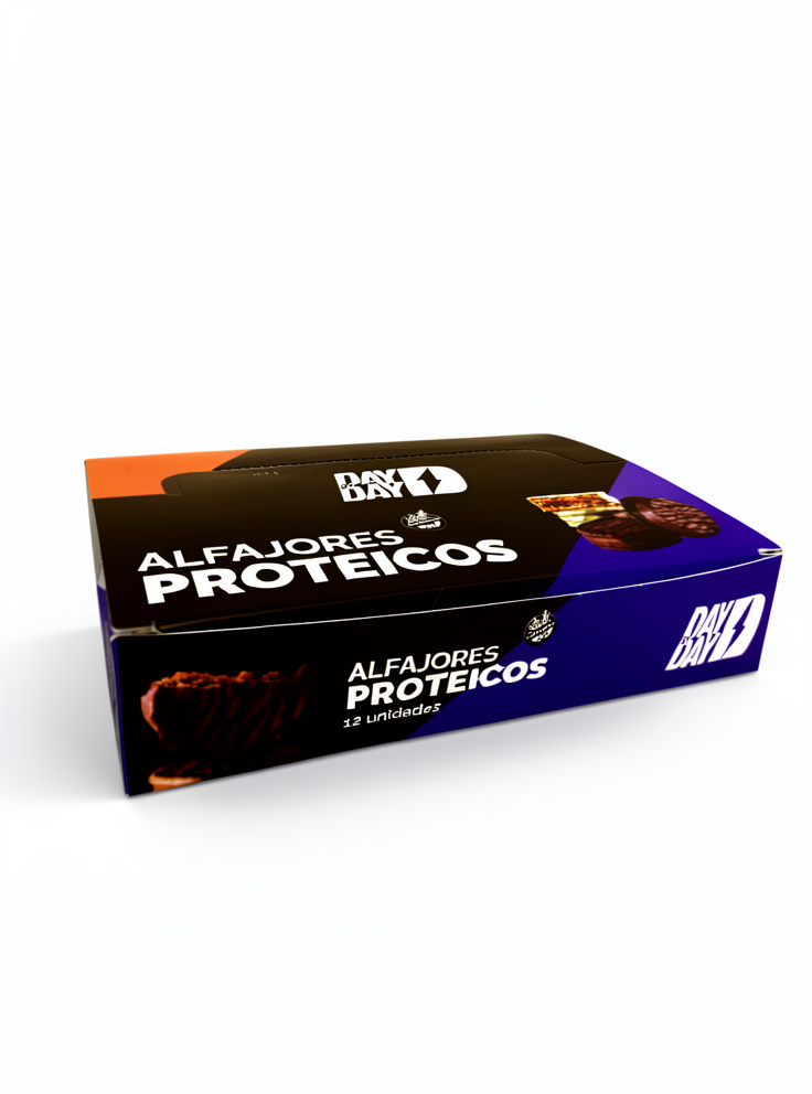 Display x 12 Unid Alfajores Proteicos Day by day negro Sin Gluten x 60g neto.