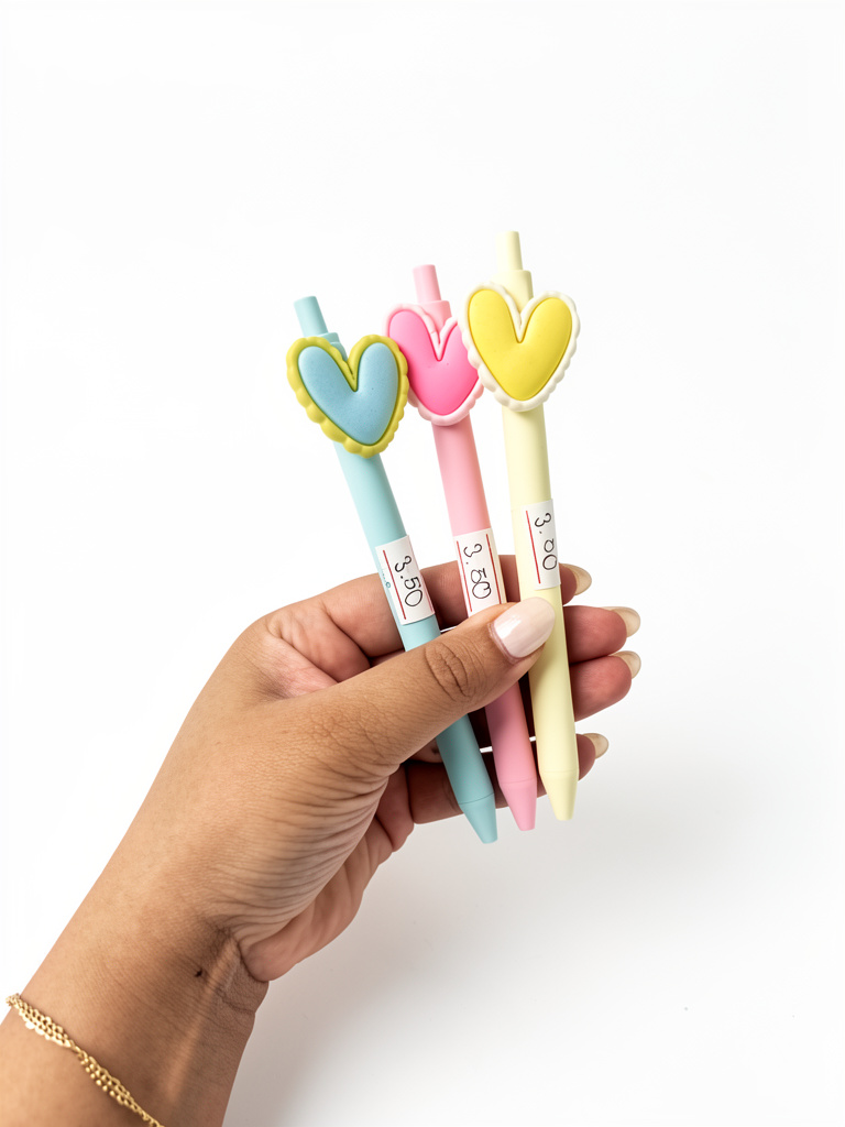 Lapiceros corazones pastel
