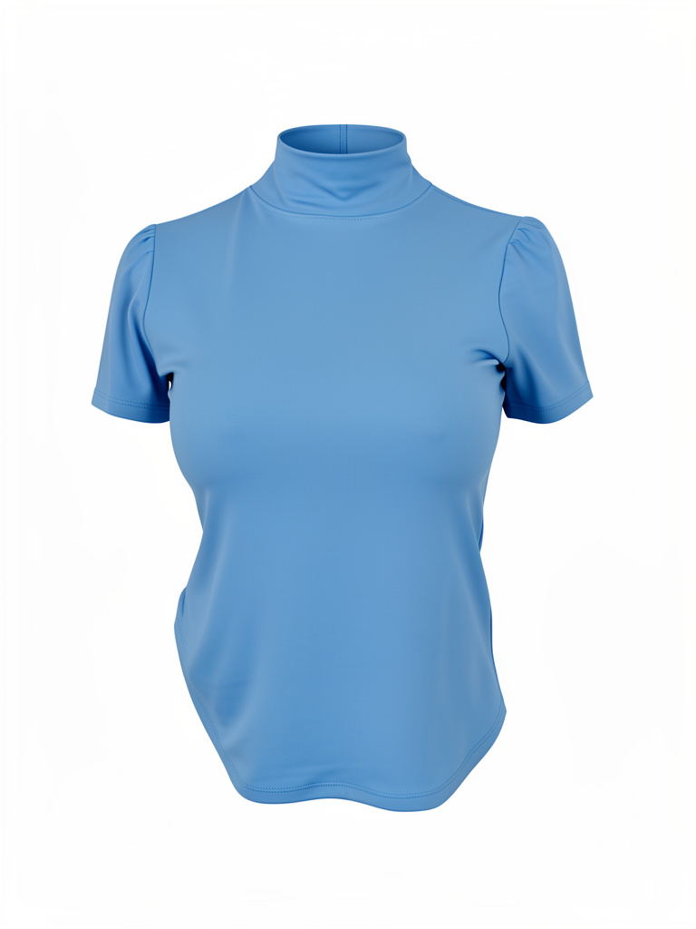 Blusa azul cuello alto