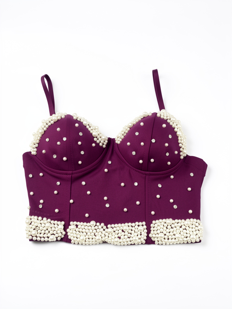 Top morado perlas