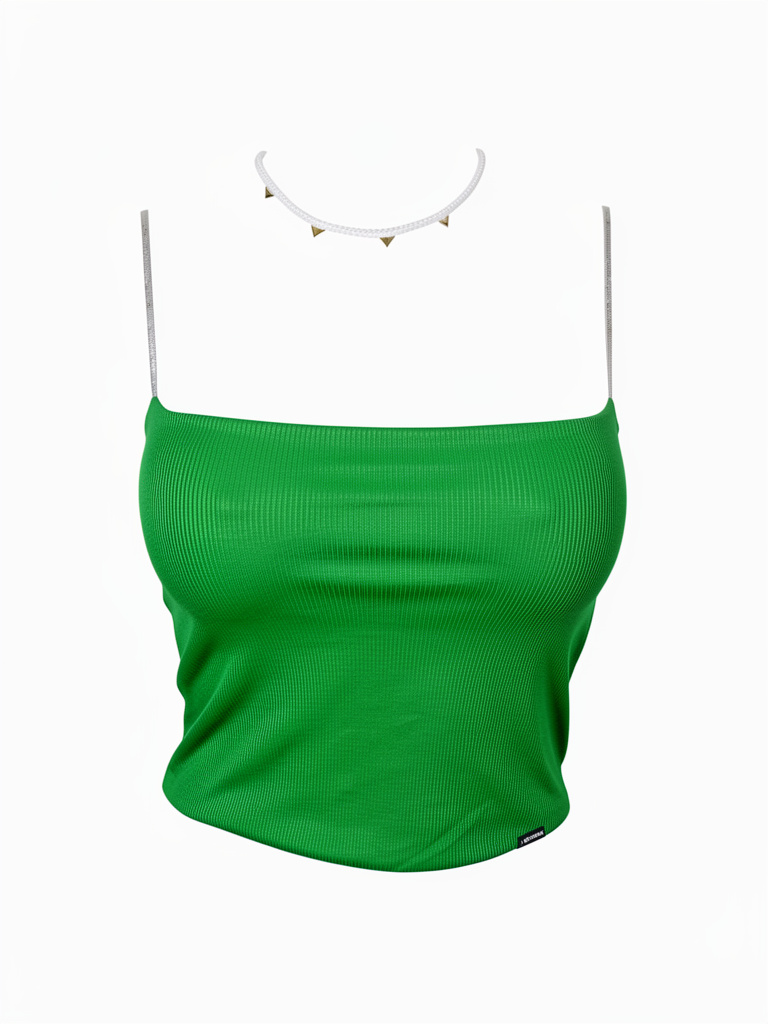 Blusa verde tiras brillos talla s