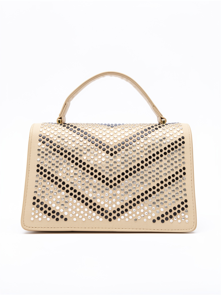 Cartera beige con taches