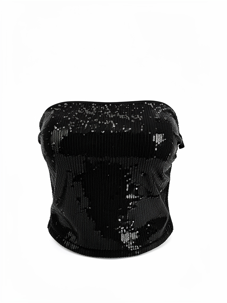 Blusa negra lentejuelas sin tiras talla s