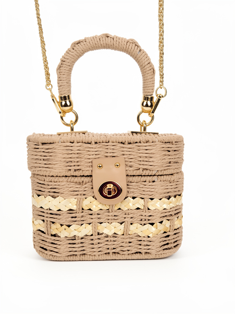 Cartera beige tejida