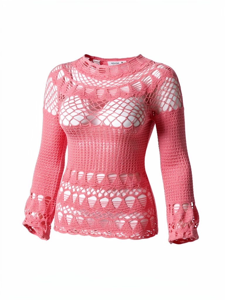 Blusa rosada tejida manga larga talla m