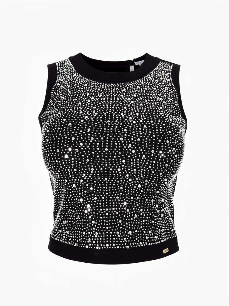 Blusa negra brillantes talla sm