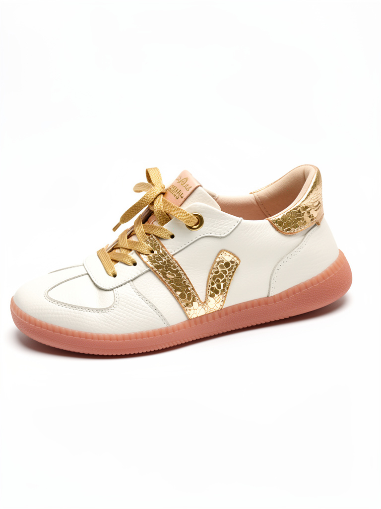 Tenis blancos dorado cuero talla 38