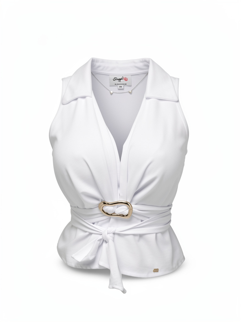Blusa blanca escote V talla m