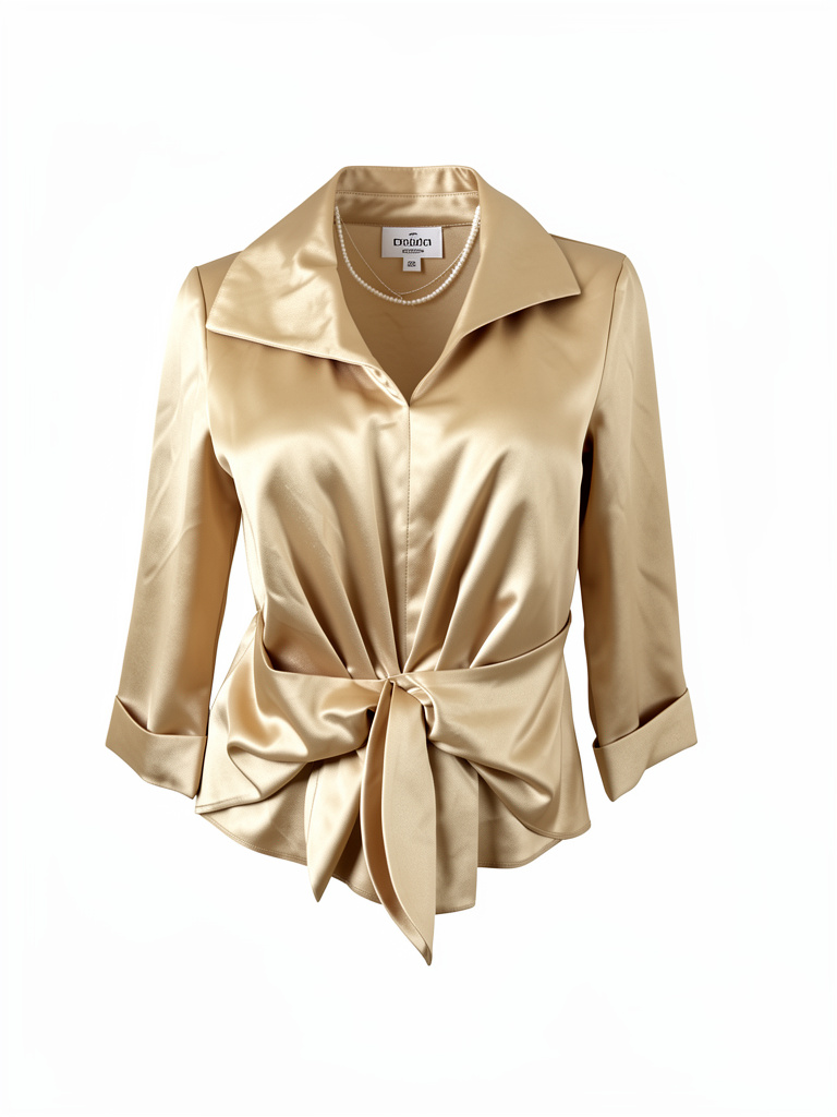 Blusa satinada beige ml