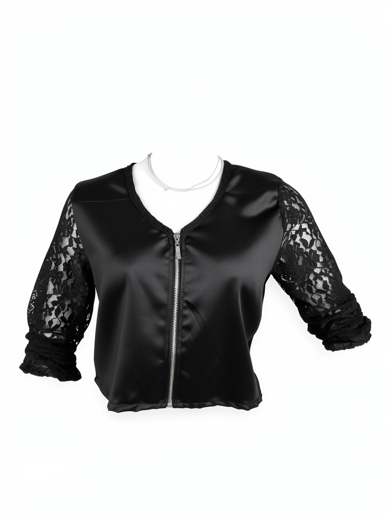 Blusa negra manga encaje talla l