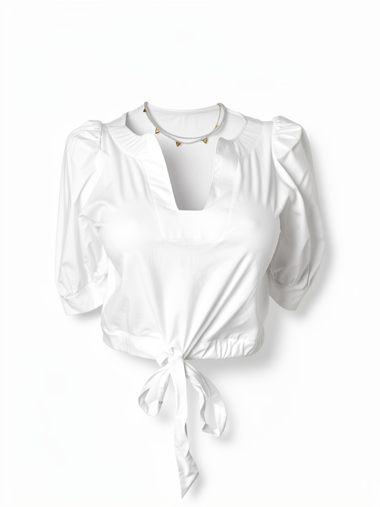 Blusa blanca manga puffy talla m
