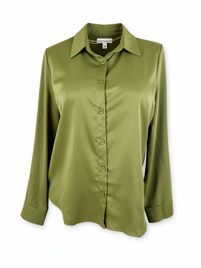 Blusa verde oliva manga larga talla l