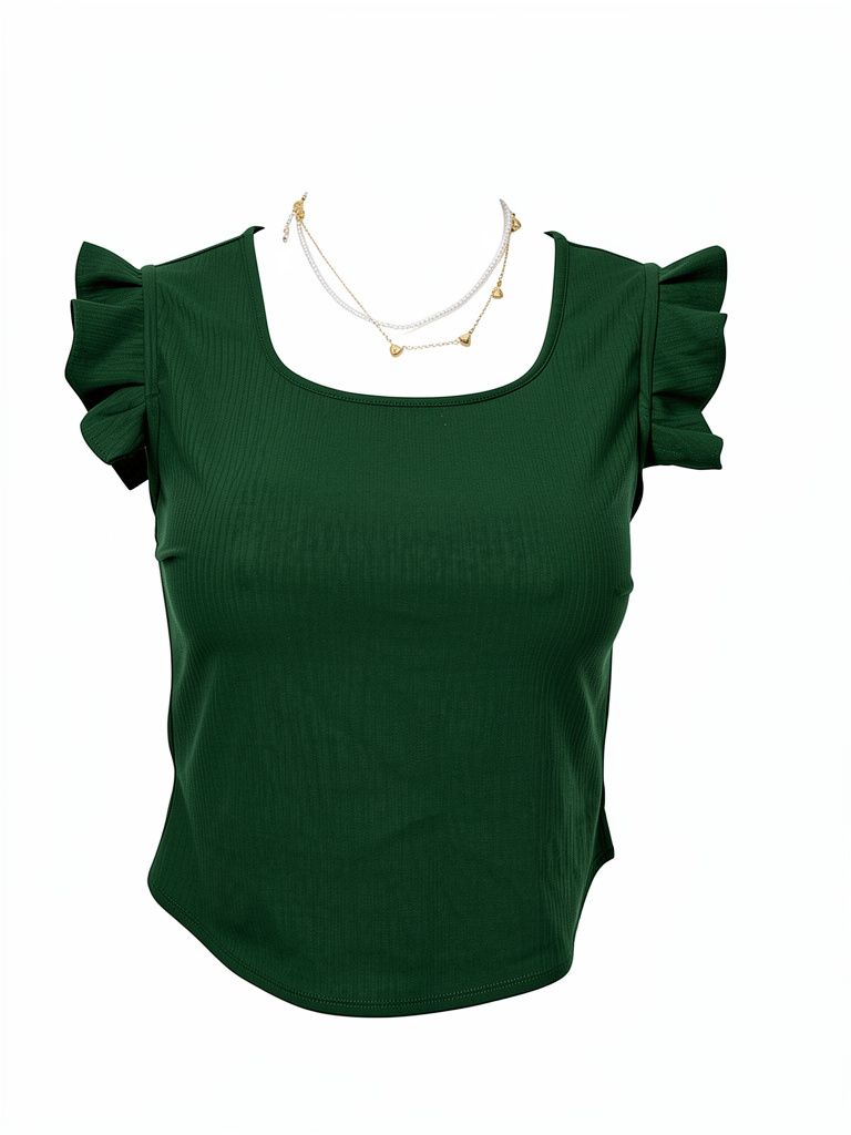 Blusa verde oscuro manga farol talla s
