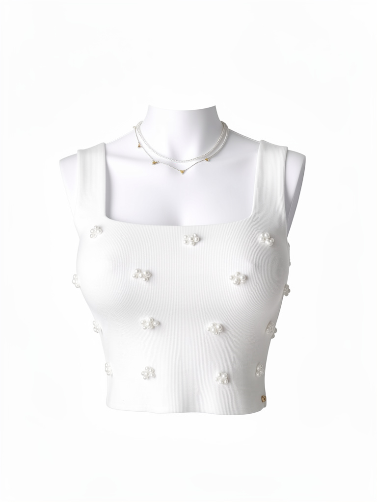 Blusa blanca perlada talla s