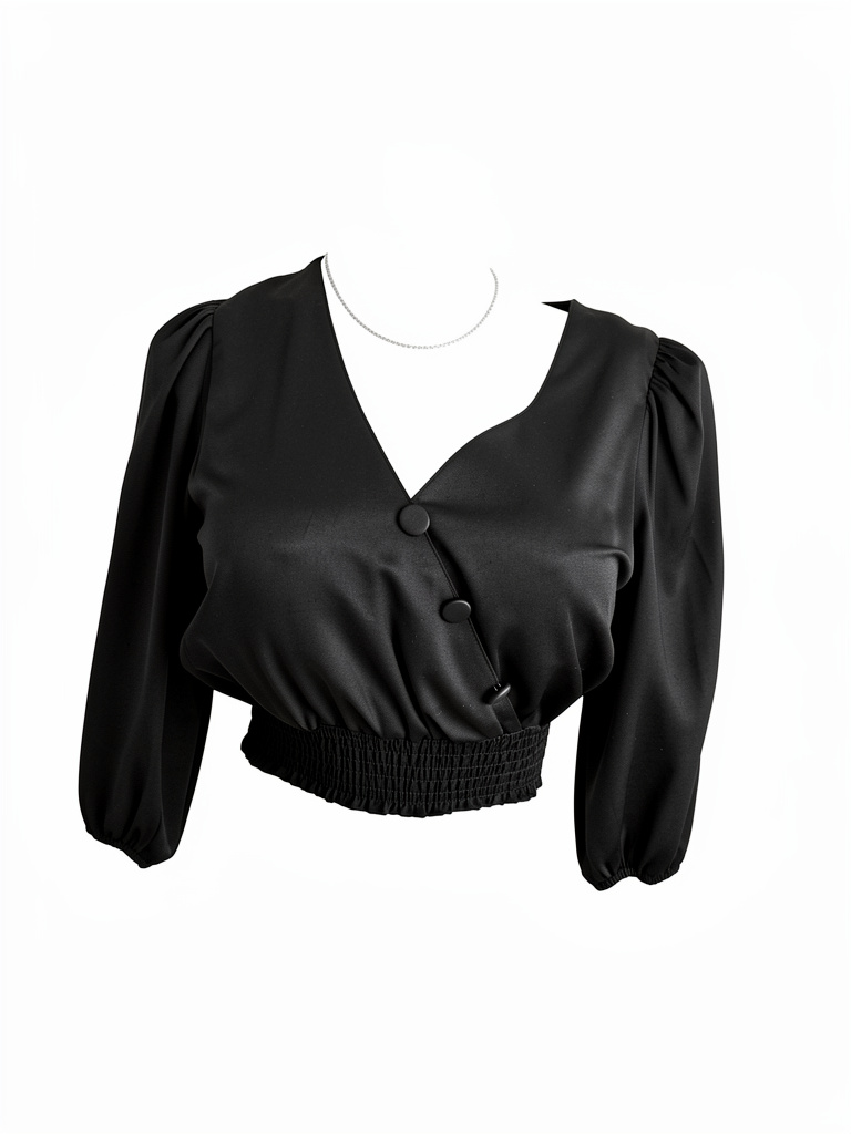 Blusa negra botones talla sm