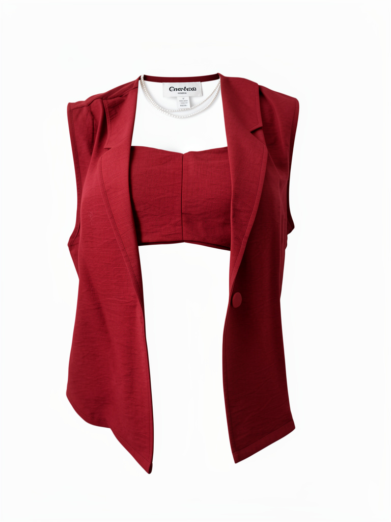 Chaleco con top vino tinto sin manga talla l