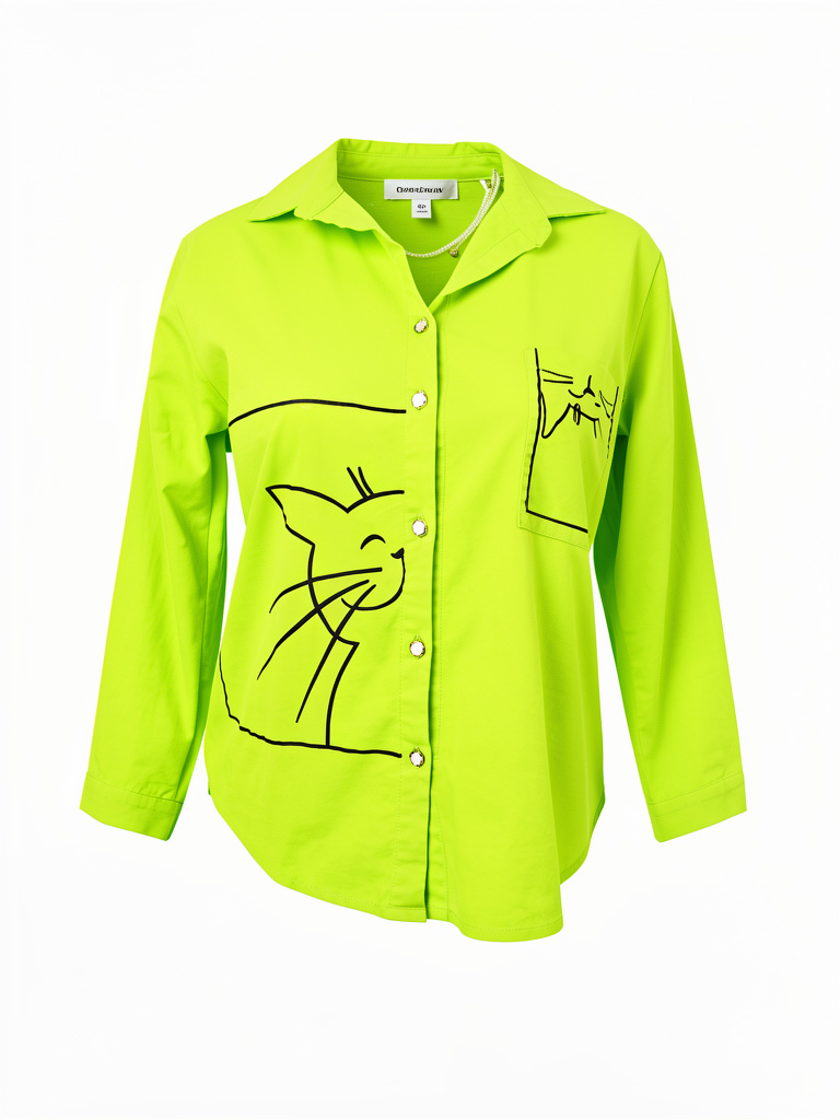 Blusa verde neón gatitos talla m