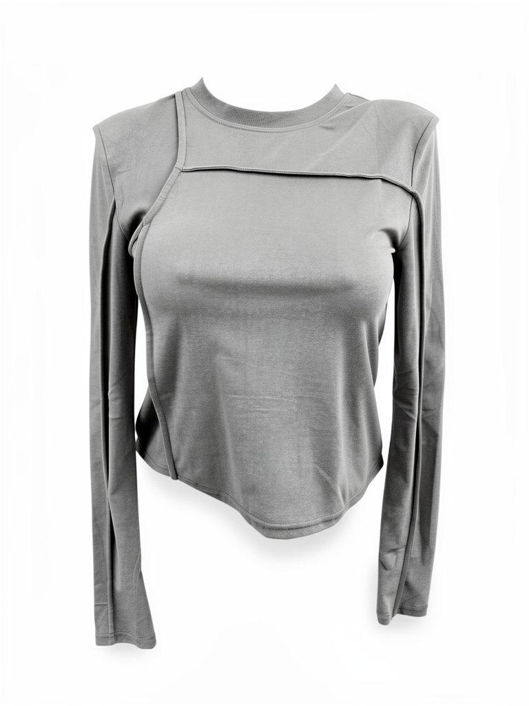 Blusa gris manga larga talla sm