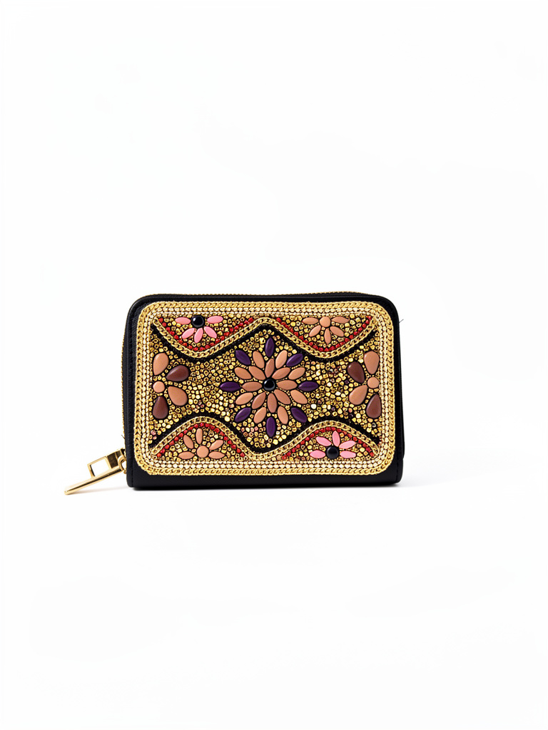 Billetera negra floral