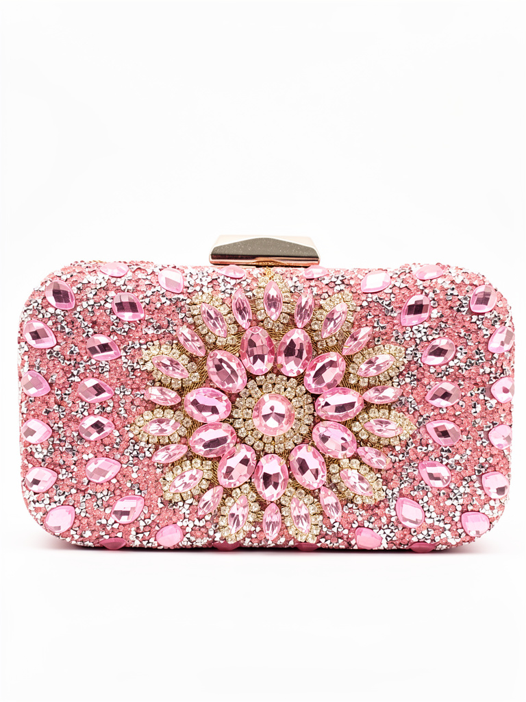 Clutch rosa pedreria