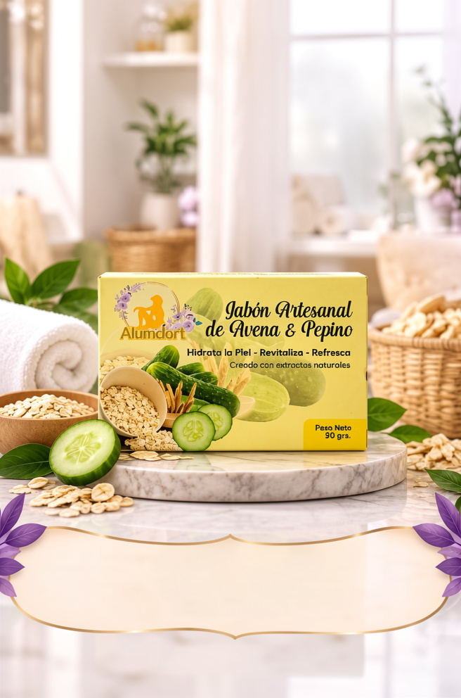 Jabon artesanal avena y pepino