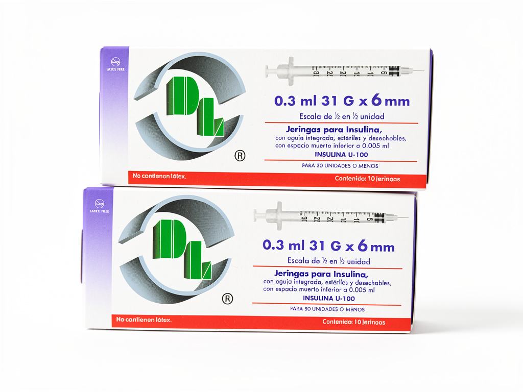 Jeringa para Insulina 0.3 ML Caja con 10 piezas