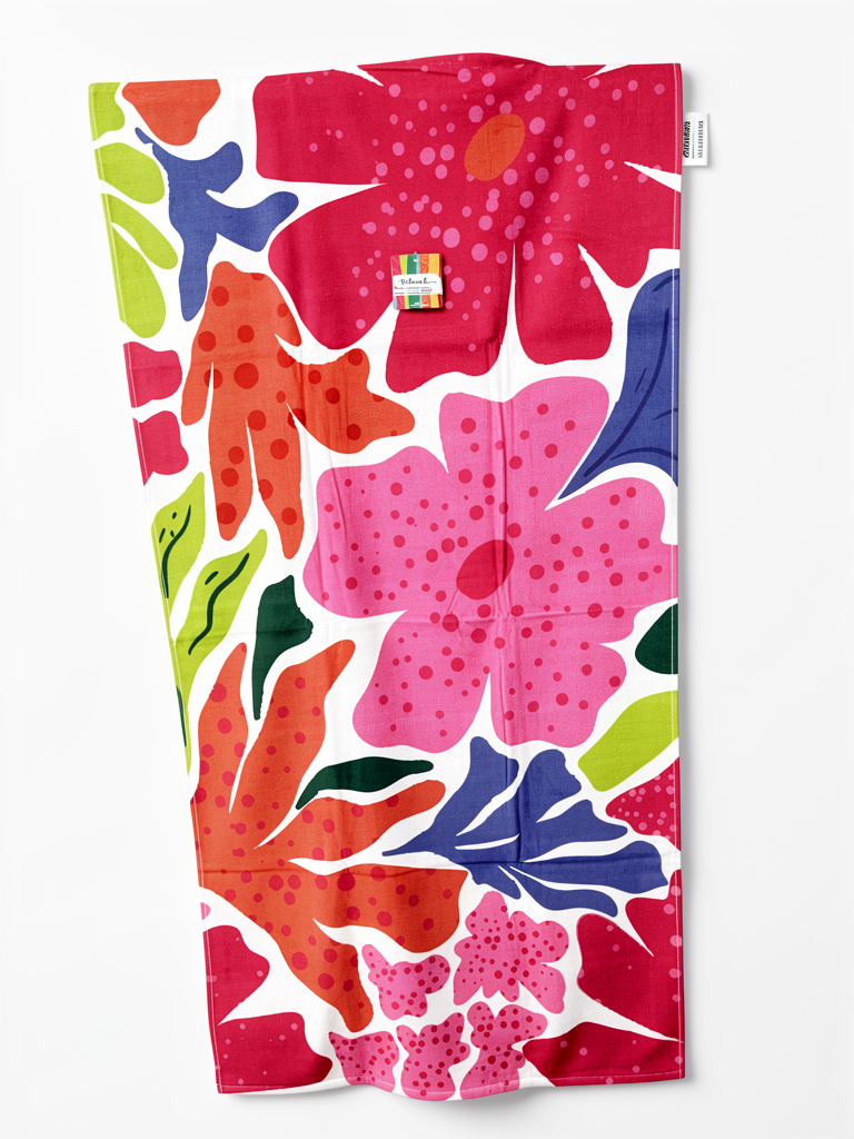 Hanevot toalla floral rosa tamaño PLAYERA