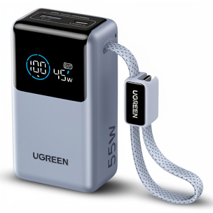POWER BANK UGREEN PB727 NEXODE PRO 10000MAH CABLE USB-C INTEGRADO CON PANTALLA DIGITAL Y CARGA RÁPIDA 55W 75701B GRIS