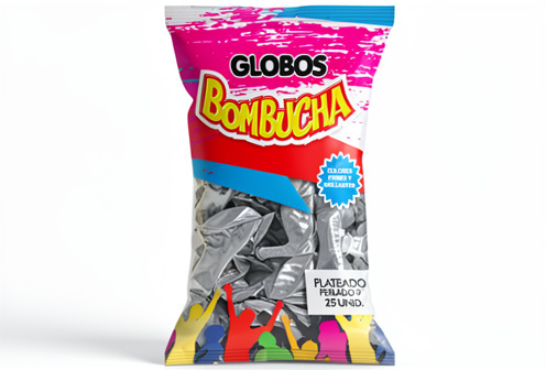 Bombucha - Globos Perlados Plateado 9" x25 unidades
