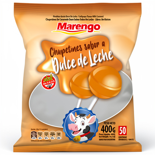 Chupetines dulce de leche 400gr / x50 unidades