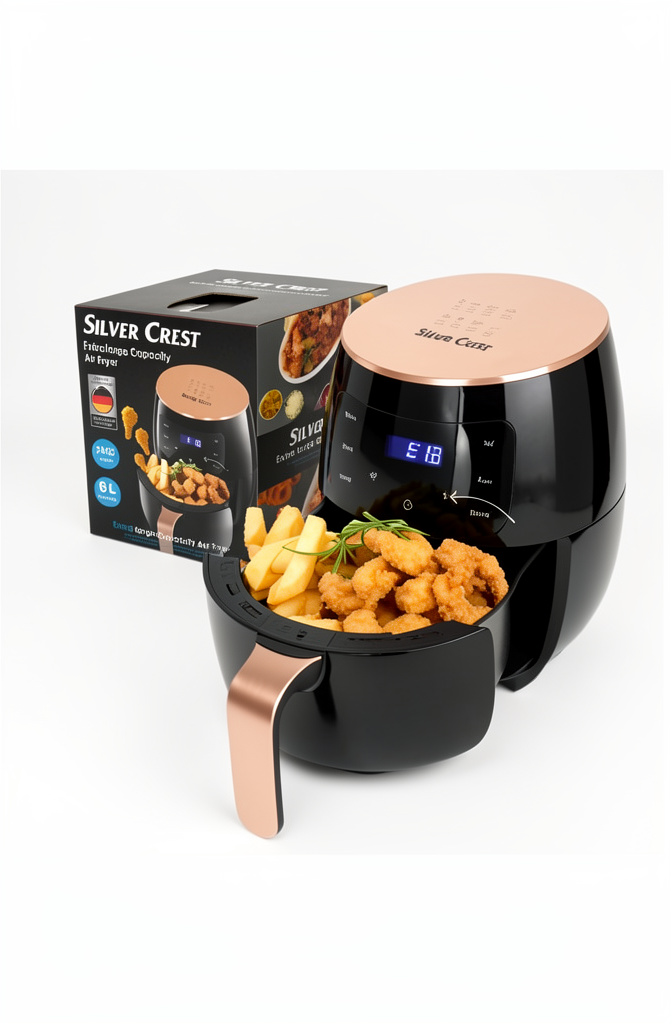 Silver Crest freidora de aire negra 6L