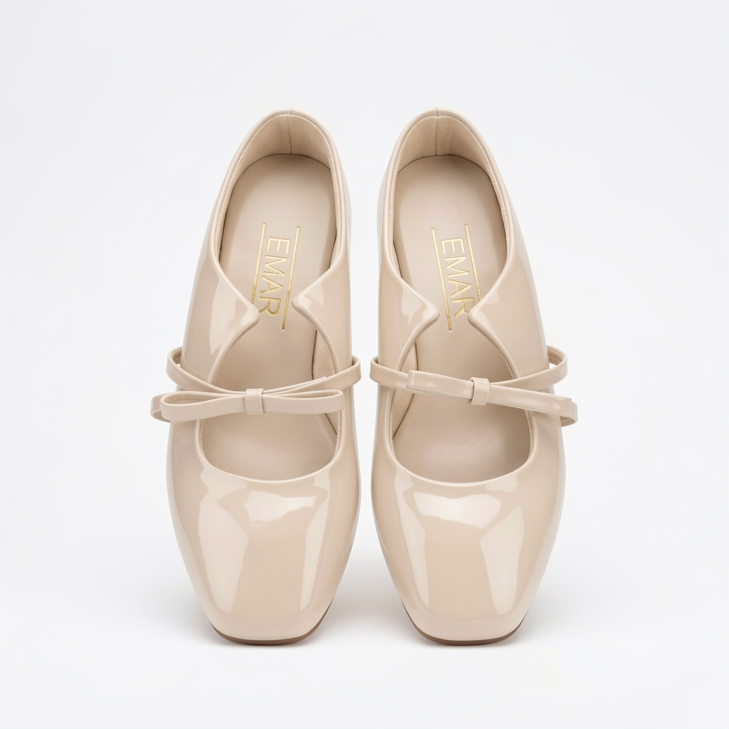 Valeta beige charol lazo abierta