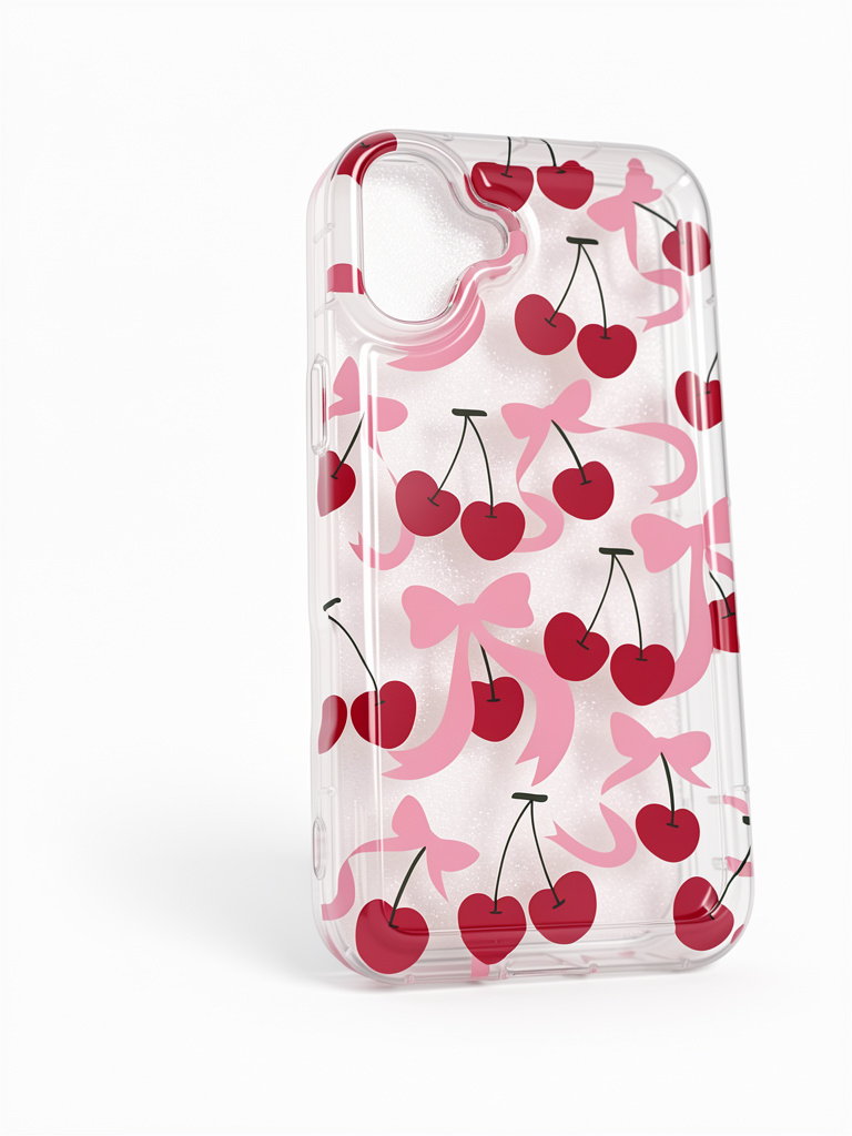 iPhone 16 plus Funda cerezas transparente