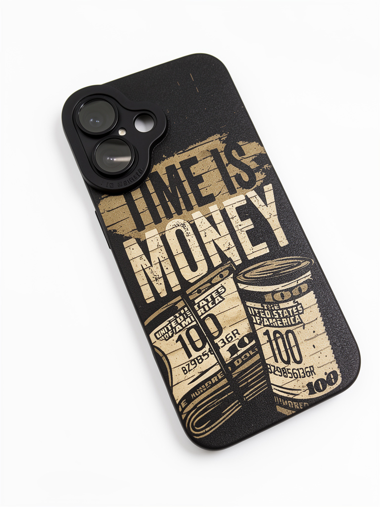 iPhone 16 normal Case Time Is Money negro